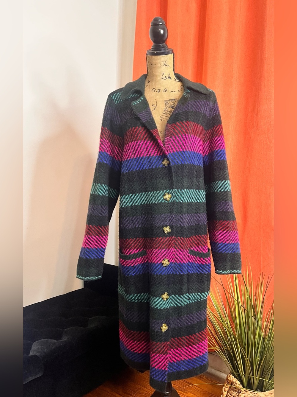 Torrid Striped Long Sweater Coat